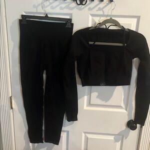 Black Women's Pants and Crop Top Set